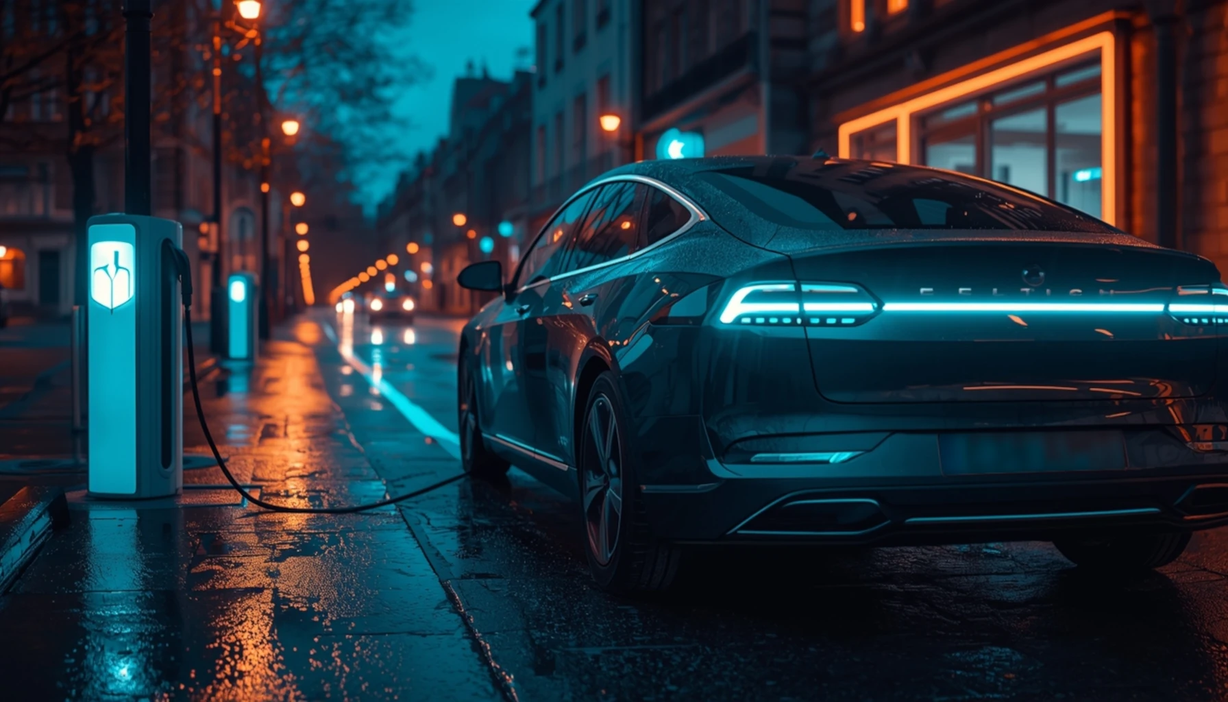 Electric vehicle charging on a city street